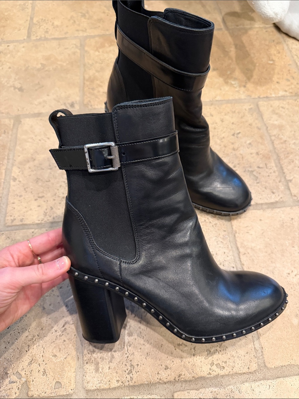 Rag and Bone Romi Black Studded Leather Boot